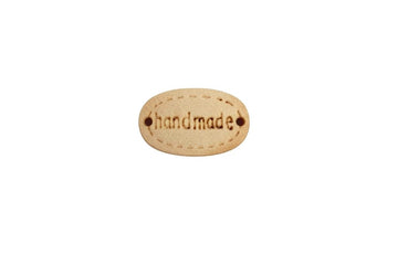 Zierteil Holz, 2-Loch, "Handmade", 20 mm
